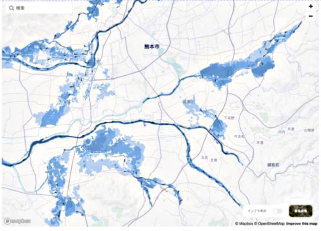 P3 2 熊本大学資料より「洪水による浸水エリアの被害予測シミュレーションイメージ」 - ICT・AIによる被害推計システム開発、続々…