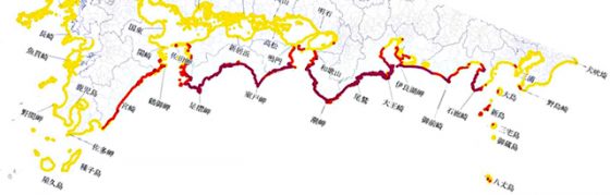 海岸の津波高３ｍ以上（編集加工）