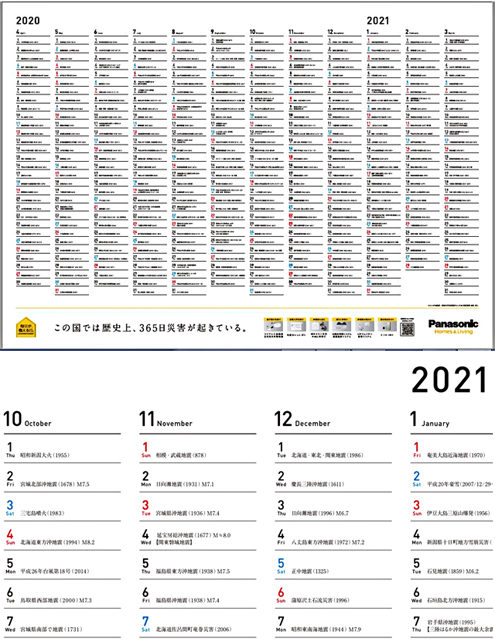 P6 1 パナソニック・災害カレンダーより - パナソニック「災害カレンダー」と<br> 防災情報新聞『日本の災害・防災 年表』