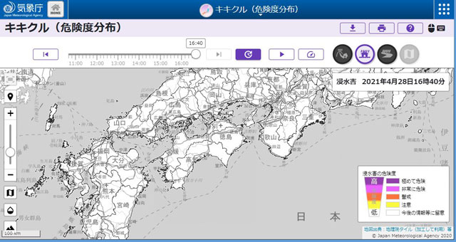 P2 4 気象庁「キキクル（危険度分布）」画面より（平時の画面） - 防災気象情報に“キキクル”（危険度分布）登場！