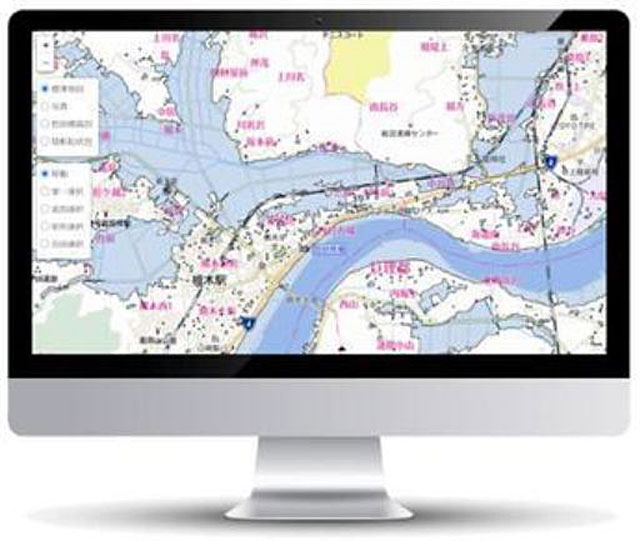 P2 3 衛星防災情報サービスの「システム画面イメージ」（日本工営資料より） - 防災テック：地下3次元地図<br>＆ 衛星防災・被害予測