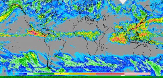 直近7日間の世界の大雨（NOAA資料より）