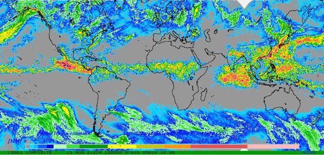 直近7日間の世界の大雨（NOAA資料より）