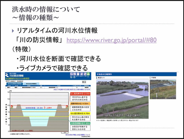 P3 3c 「川の防災情報」より河川水位情報 - 国交省が防災士に<br>「マイ・タイムライン」研修