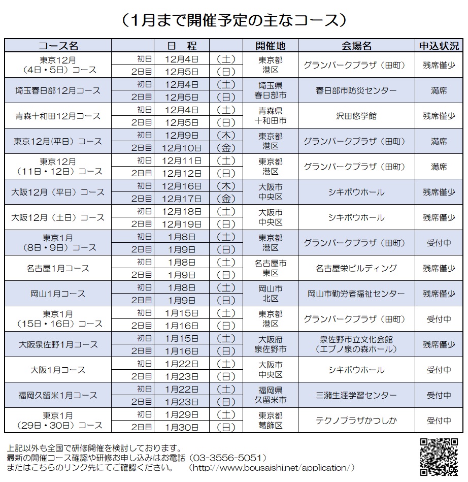 10月29日ご提出分 - 防災士になる。<br>防災士研修センター ［広報］<br> 最新研修コース情報<br> 2021. 11. 03.