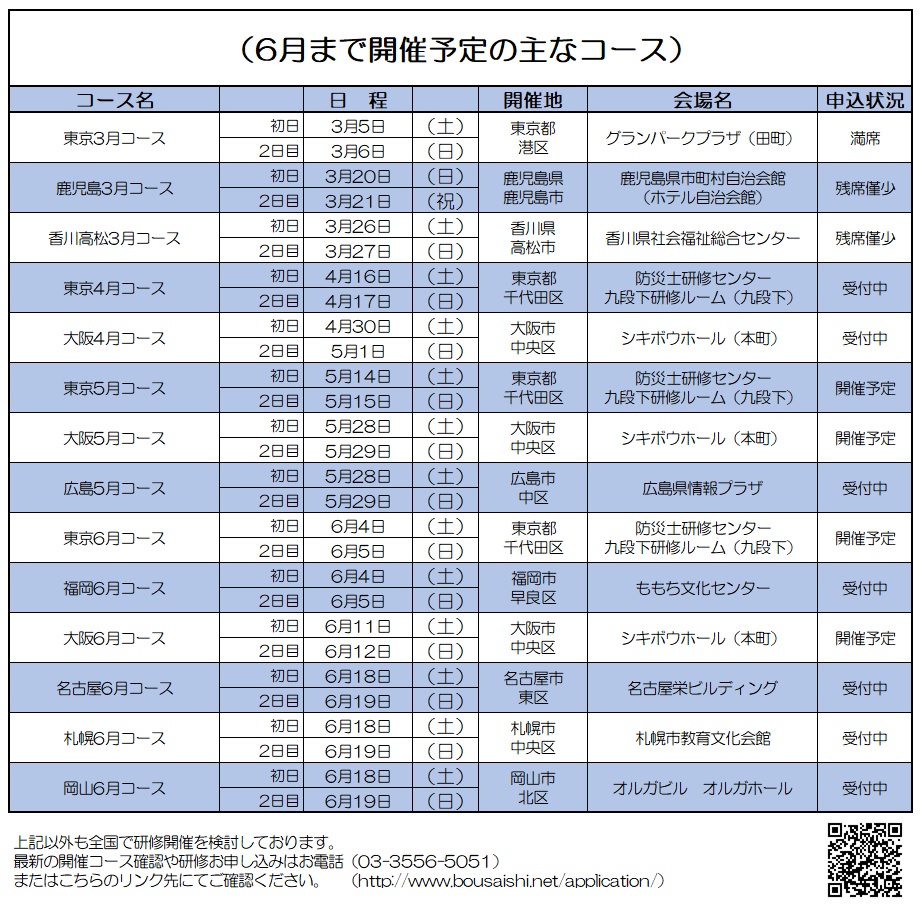 1月31日原本 - 防災士になる。<br>防災士研修センター ［広報］<br> 最新研修コース情報<br> 2022. 02. 03.