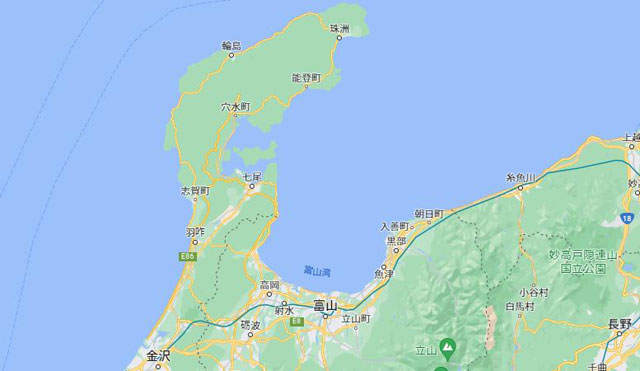 P3 1 能登半島周辺（Googleマップより） - 揺れる日本地殻変動帯列島