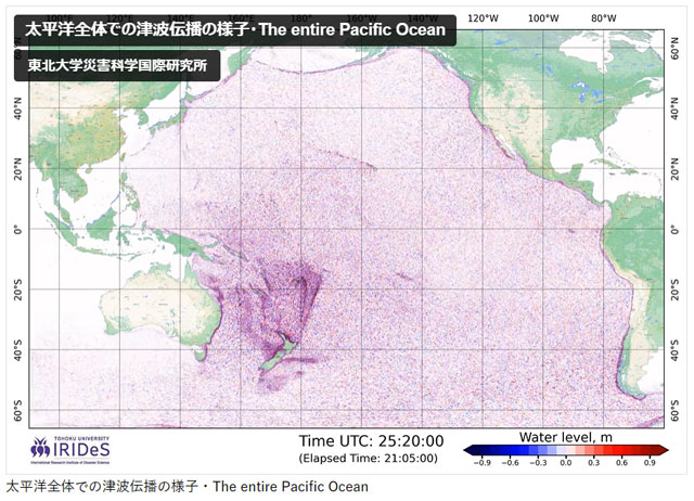 P4 2 IRIDeS資料よりトンガ海底火山噴火「太平洋全体での津波伝播の様子」（アニメーション） - 2022年に起きた自然災害に学ぶ<br>“火災保険”