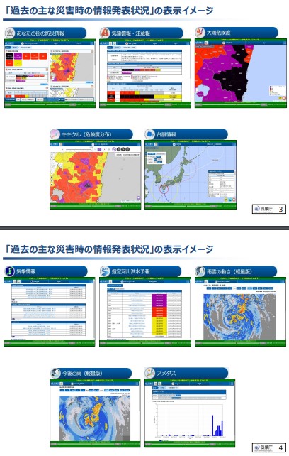 P3 3 「表示イメージ」より - 防災気象情報アーカイブと<br>台風予報円改善