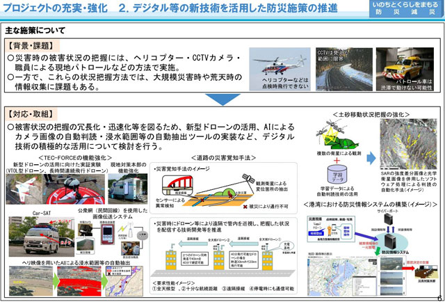 P4 2 「デジタル等の新技術を活用した防災施策の推進」（国土交通省資料より） - 国交省が「総力戦で挑む<br>防災・減災プロジェクト」とは