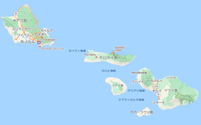 P4 4 ハワイ州マウイ島の位置（Microsoft Bingより） - ハワイ・マウイ島「火焔流」大火