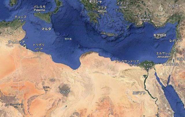 P3 4 リビア洪水の被災地の位置。マップ中央の半島・地中海沿岸沿いに被害（Googleマップより） - モロッコ大地震とリビア大洪水<br>　北アフリカで同時巨大災害