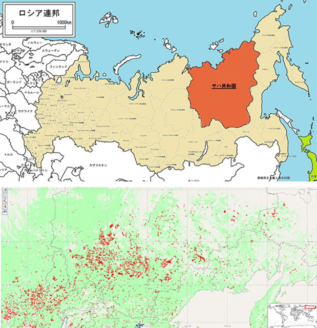 P5 3 ロシア連邦シベリア東部のサハ共和国（別称：ヤクーチア）の山火事（WWF資料より） - 山火事と気候変動<br>　相互に影響しあう悪循環に