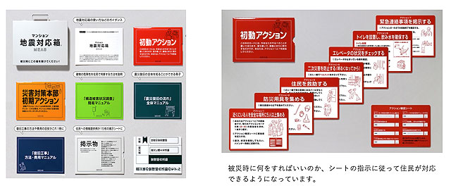 P6 1 「地震対応箱」のコンテンツより - 「地震対応箱」<br>大規模震災にマンションは<br>どう対応するか