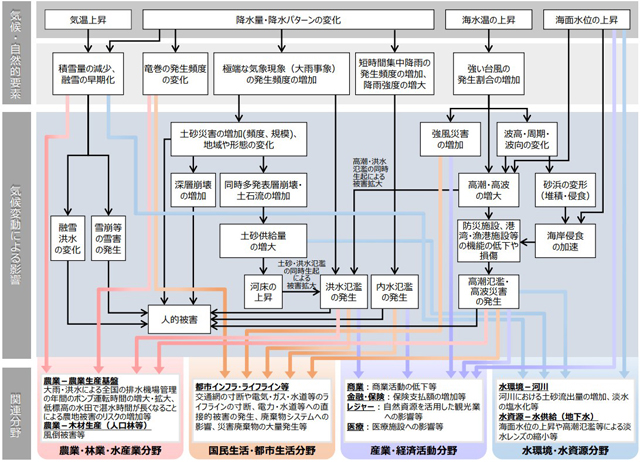 P2 3 気候変動により想定される影響の概略図（自然災害・沿岸域分野） - COP28の「健康の日」<br>気候変動に健康リスク