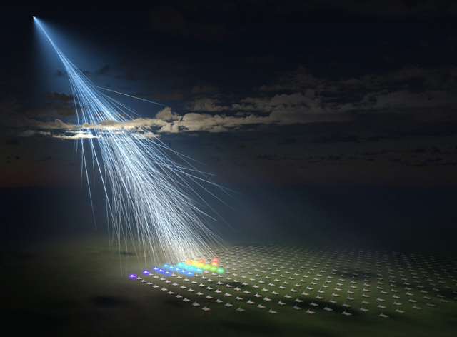 P6 1a 極めて高いエネルギーの宇宙線のイメージ図（画像：大阪公立大学資料より） - 史上最大のエネルギーをもつ宇宙線<br> 「アマテラス粒子」を検出