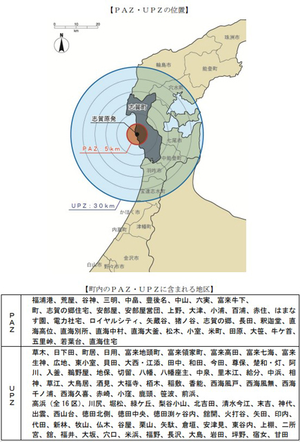 P3 2 志賀原発 「PAZ・UPZの位置」 - 地殻変動半島 いまだ“災中”<br>広域避難困難 原発もうムリ！