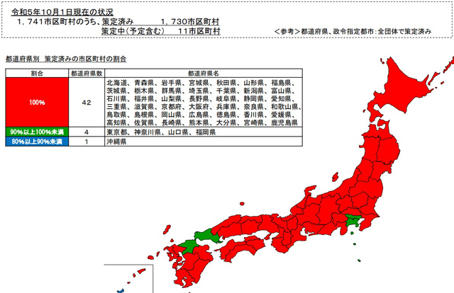 P2 2 市区町村の国土強靱化地域計画の策定率マップ（策定済み）（内閣官房資料より） - 巨大災害を「迎え撃つ」気概を