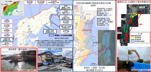 石川県 地震被害想定と対策 P1a 令和6年能登半島地震海岸保全施設の被害状況(速報)(2024年4月23日12時点/国土交通省資料より) - 石川県 地震被害想定と対策