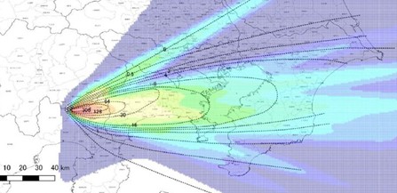 image 降灰シミュレーション計算結果（ワーキンググループ報告書より） - 新たな「火山灰予測情報」導入へ 気象庁
