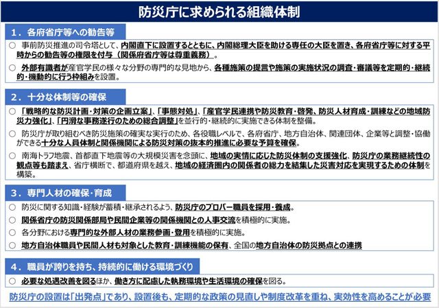 防災庁準備:アドバイザー会議 報告書 P3 3 「防災庁に求められる組織体制」(報告書概要より) - 防災庁準備:アドバイザー会議 報告書