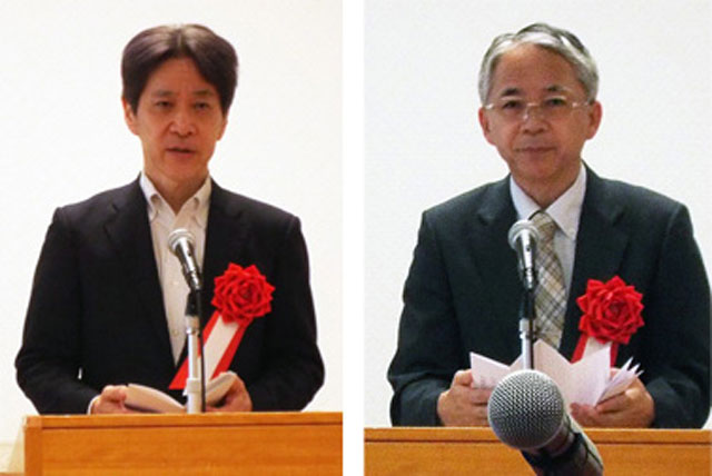 P4 4 池田達雄・総務省消防庁長官（左）、高橋謙司・内閣府政策統括官（防災担当） - 2025 防災士功労者表彰