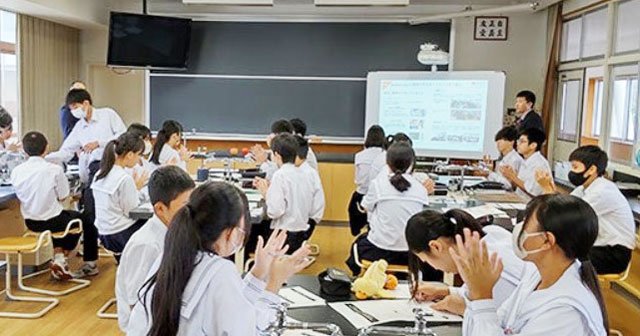 次世代防災 担い手への期待<br>「復興庁出前授業」 P1d 福井県あわら市芦原中学校での出前授業(2024年10月8日) 1 - 次世代防災 担い手への期待<br>「復興庁出前授業」