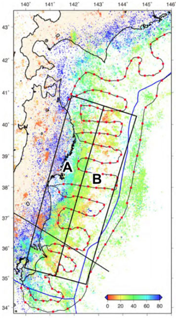 新たな地震帯の発見 P5 2 2016年から2020年の地震の分布(東京大学・内田直希教授提供) - 新たな地震帯の発見